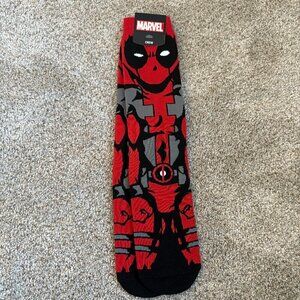 Brand New Deadpool Marvel Long Crew Socks, Men's Size 10-13, Shoe Size 8-12